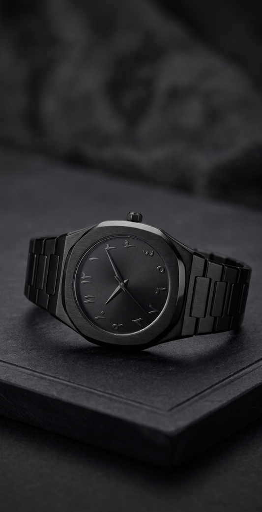 Aura Black Stealth Arabic – Stainless Steel Band