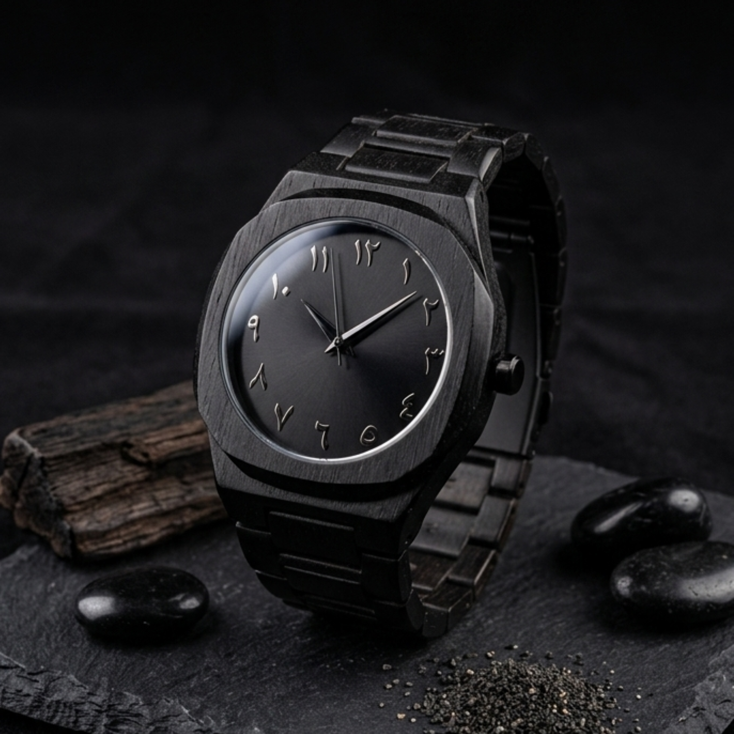 Aura Black Stealth Arabic – Stainless Steel Band